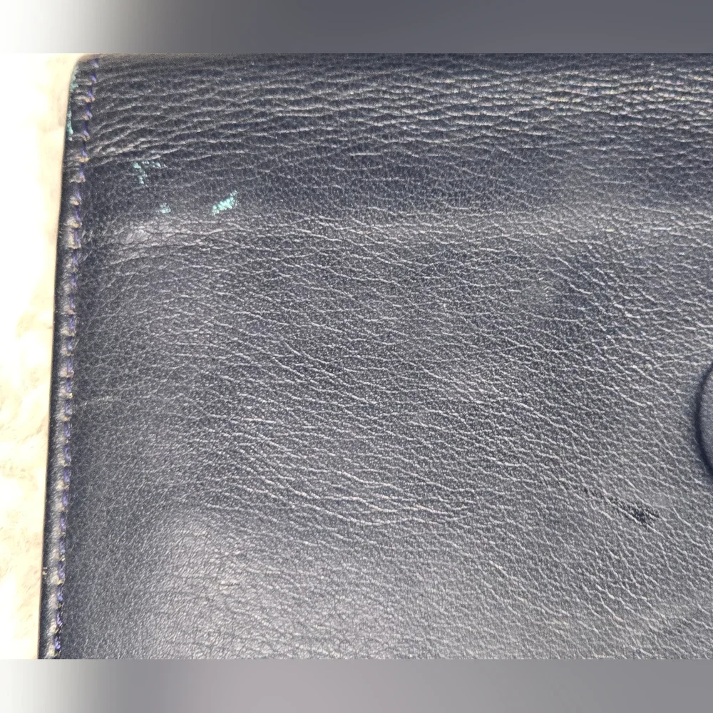 EUC Dior Authentic‎ CD Bifold Navy With Red Leather Long Wallet